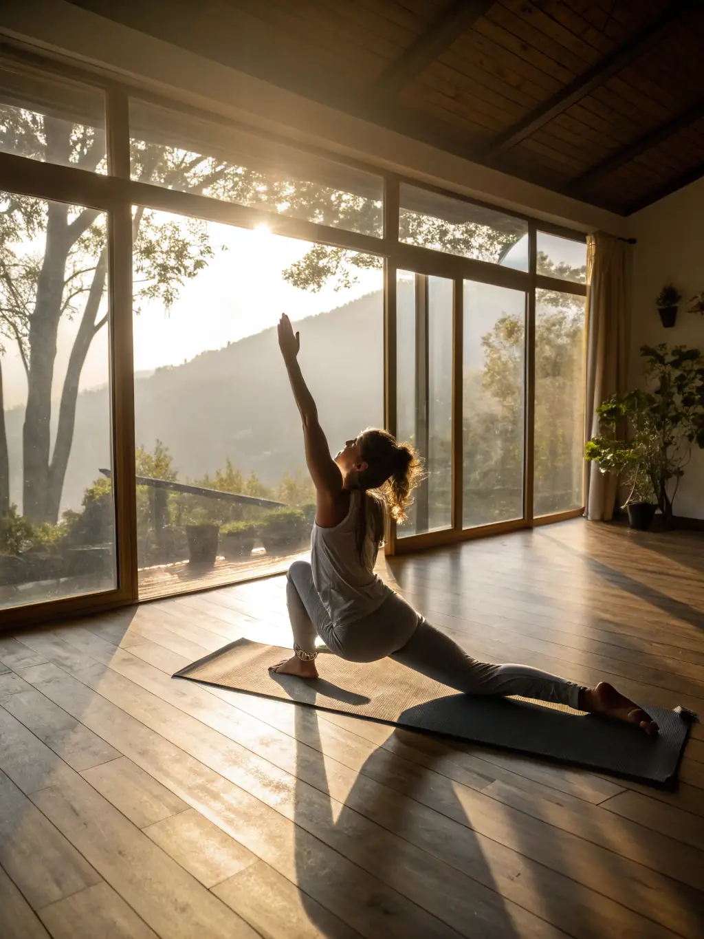 A group of women participating in a yoga class at a SusanAI physical center, with a focus on promoting holistic health and wellness.