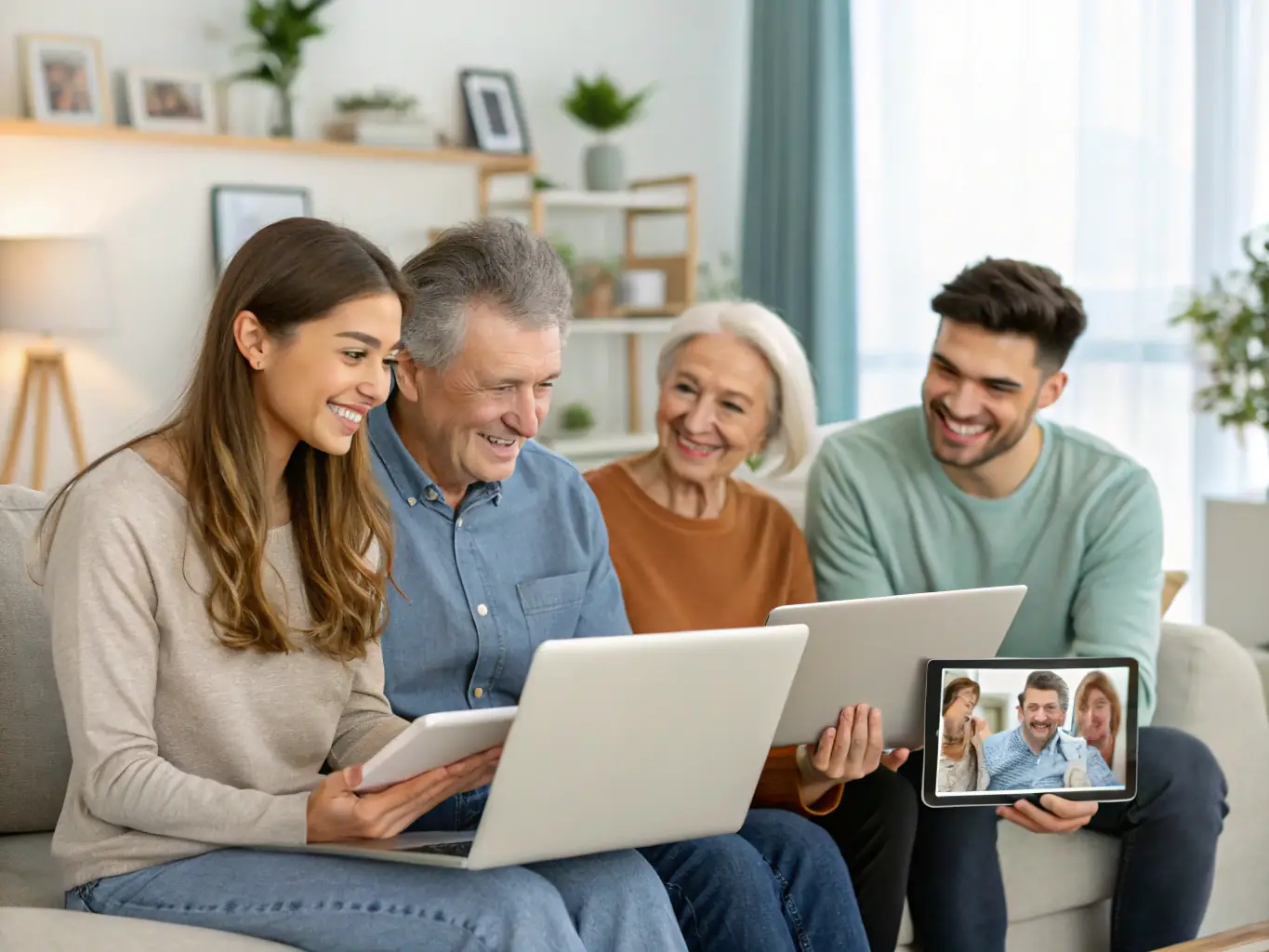 A diverse group of women participating in a virtual health consultation via video call, showcasing the convenience and personalized support offered by SusanAI@SoSure.