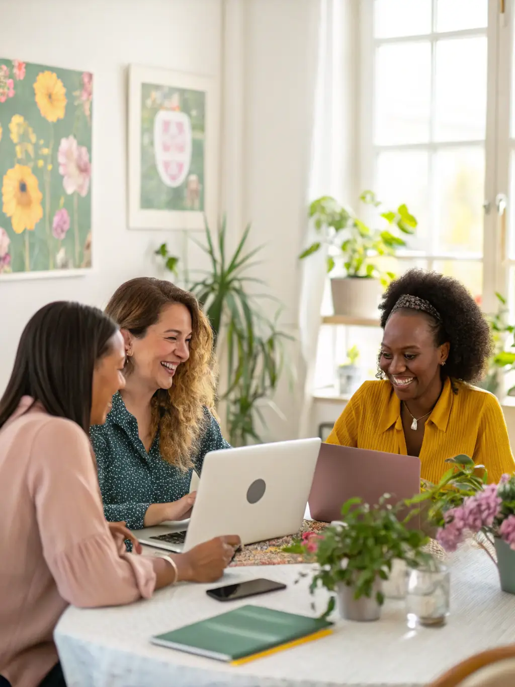 A diverse group of women engaging in an online community discussion via a laptop, illustrating Community Forums & Support Groups.